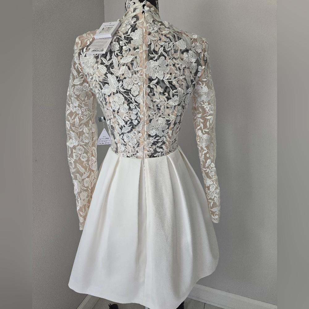 Nadine Merabi Pippa White Dress Size 2(XS) Sheer Top Lace Beaded New. - Picture 7 of 16